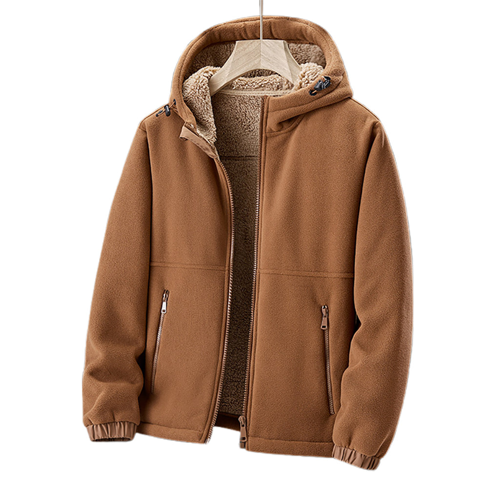 Vencel | Fleece winterjas met capuchon – Warme jas met ritszakken voor buiten en casual gebruik