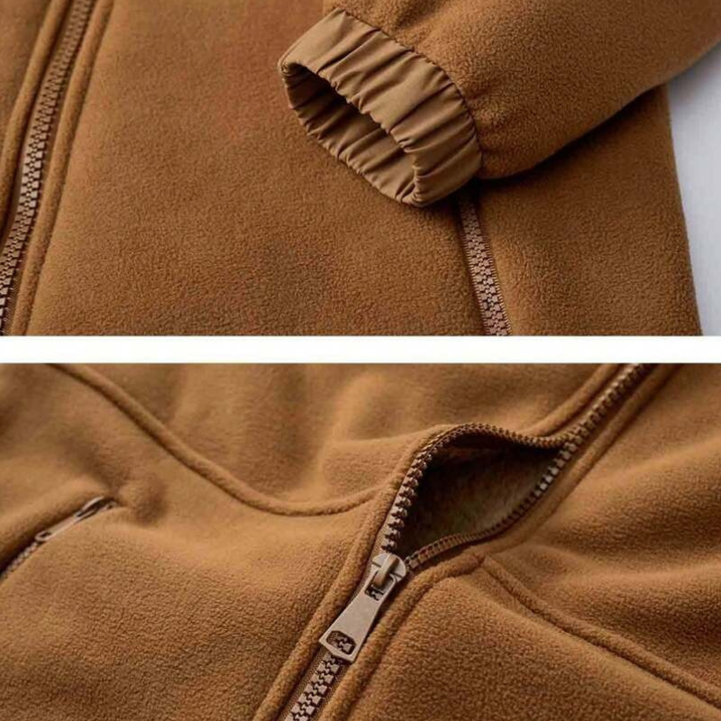 Vencel | Fleece winterjas met capuchon – Warme jas met ritszakken voor buiten en casual gebruik