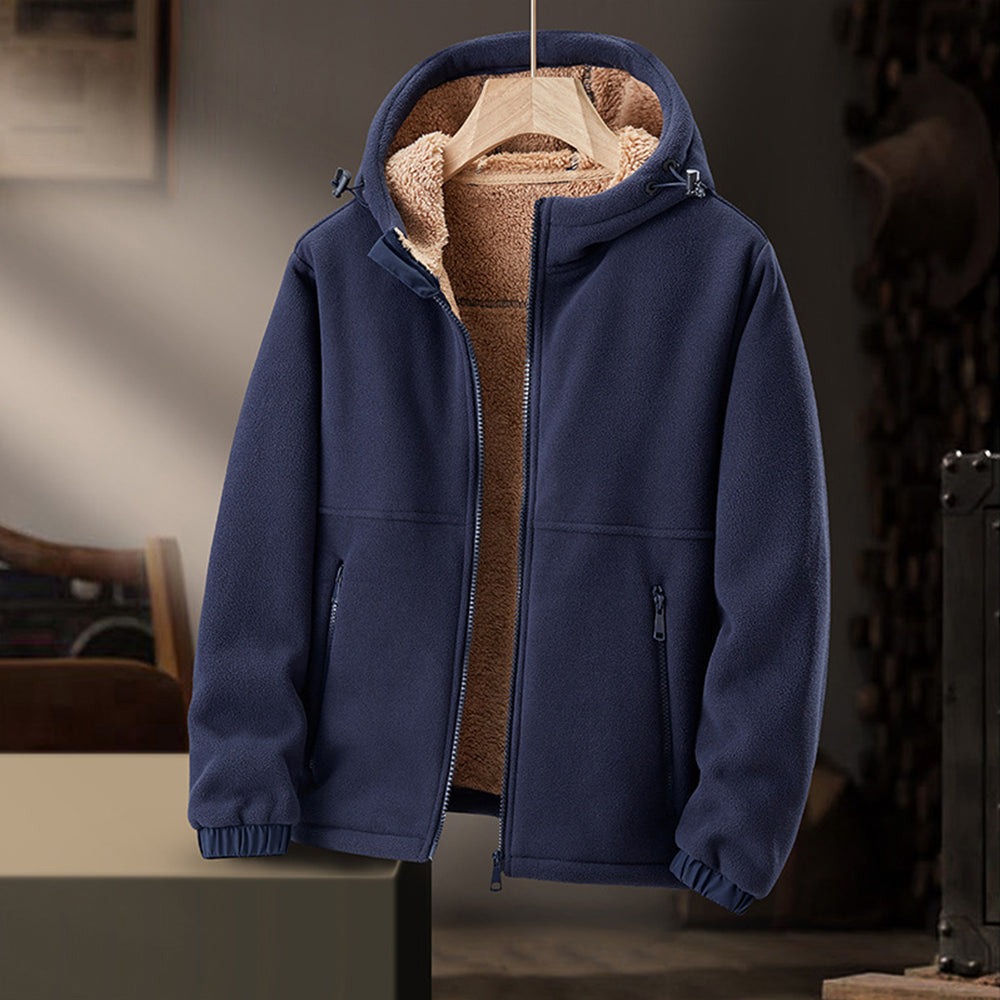 Vencel | Fleece winterjas met capuchon – Warme jas met ritszakken voor buiten en casual gebruik