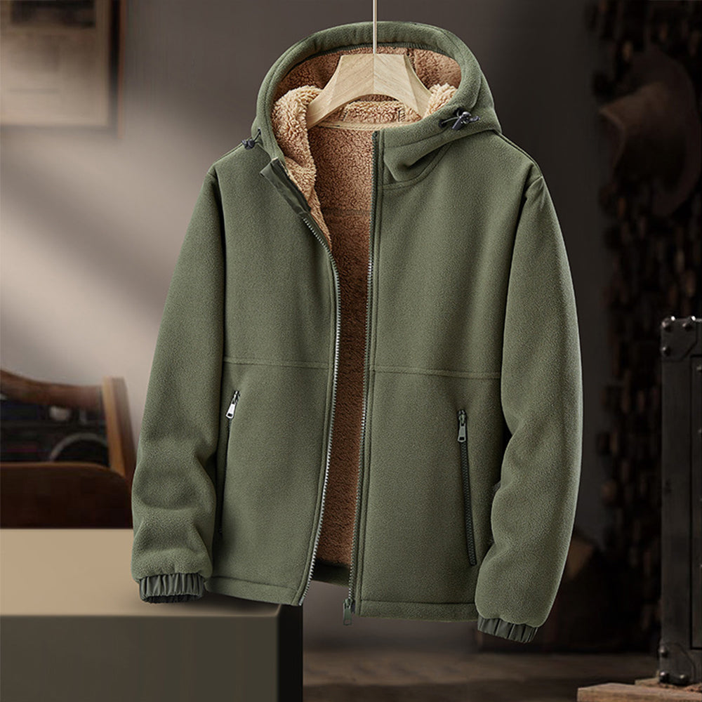 Vencel | Fleece winterjas met capuchon – Warme jas met ritszakken voor buiten en casual gebruik