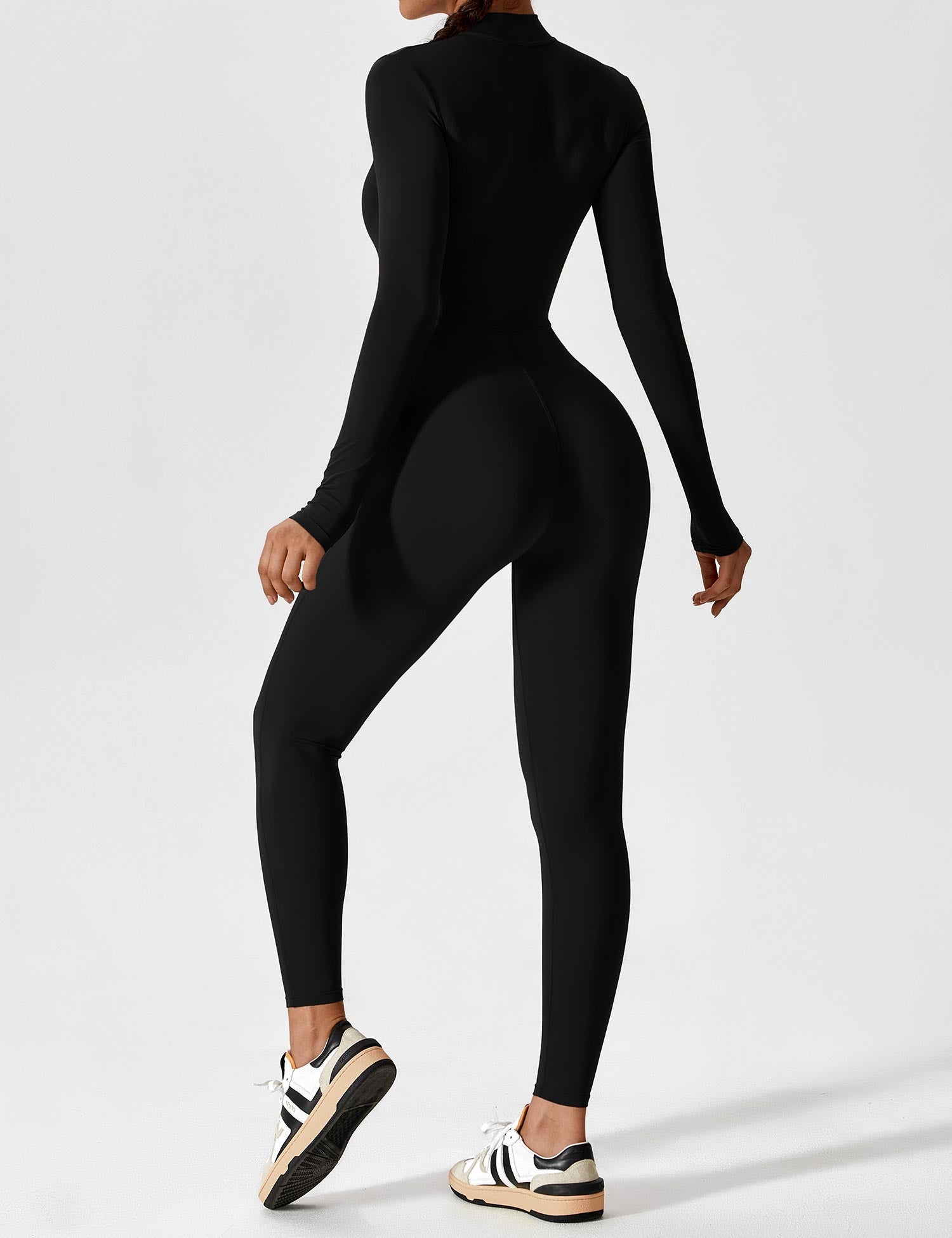 Tahlivra | Nauwsluitende jumpsuit met ritssluiting – Activewear-bodysuit met lange mouwen, slanke pasvorm